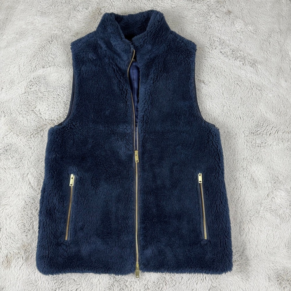 J. Crew‎ Fleece Vest Full Zip Pockets Cozy Warm Layering XS MSRP $138